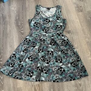 Hot Topic Floral Skull Dress Watercolor